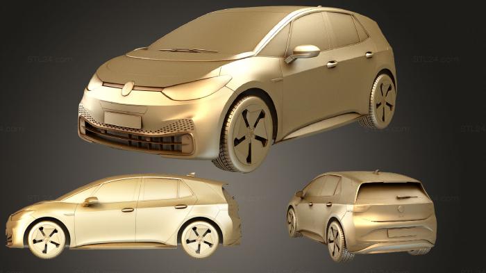 Автомобили и транспорт (Фольксваген ID3, CARS_3907) 3D модель для ЧПУ станка